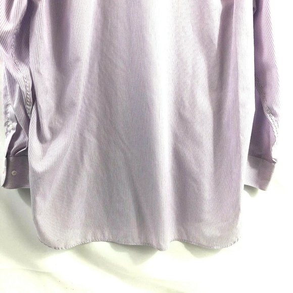 Proper Shirtings Men's Striped Wrinkle Free Casual Dress Shirt 18 34/35 Lavender - Picture 5 of 10